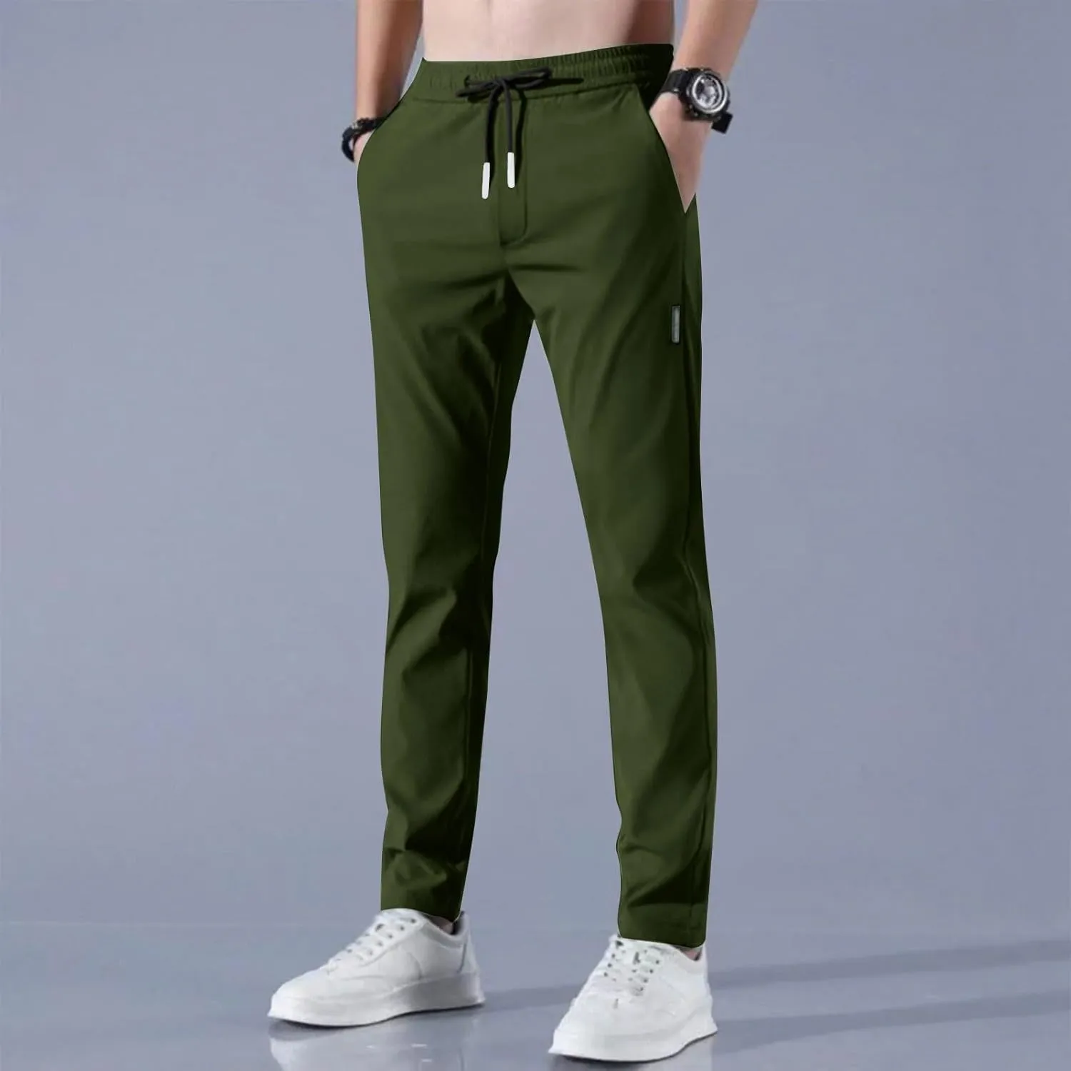 2025 Mens Stretch Pants Summer Thin Business Casual Breathable Straight Leg Tracksuit Pants