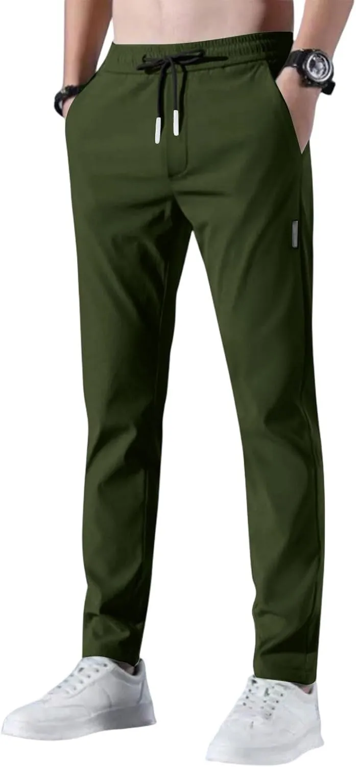 2025 Mens Stretch Pants Summer Thin Business Casual Breathable Straight Leg Tracksuit Pants