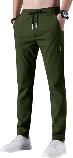 2025 Mens Stretch Pants Summer Thin Business Casual Breathable Straight Leg Tracksuit Pants