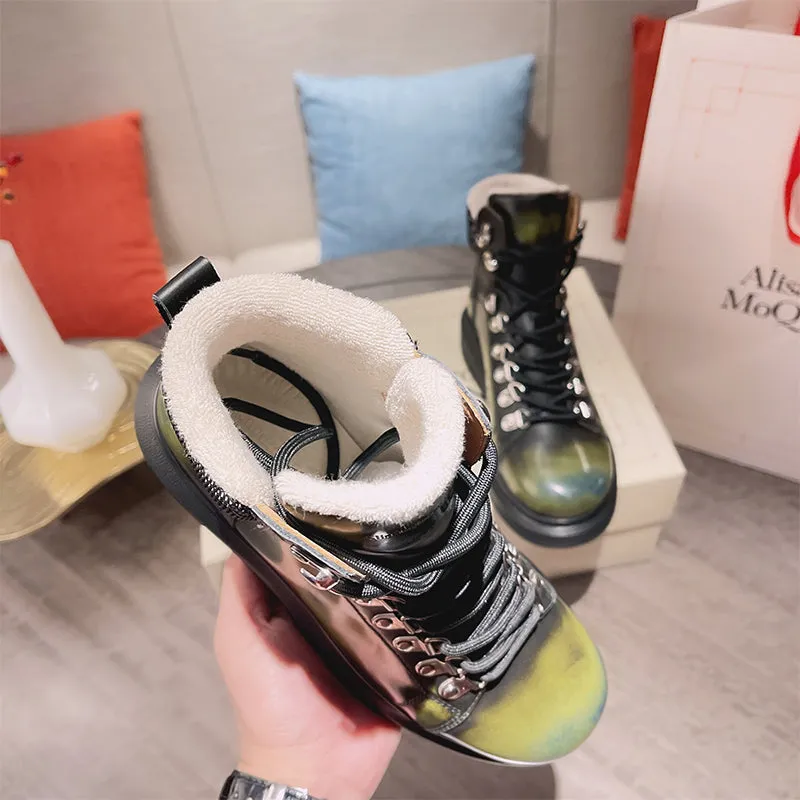 ALEXANDRO GRAHAM MACQUEEN GRAFFITI CHUNKY SOLE HIGH TOP SNEAKER BOOTS