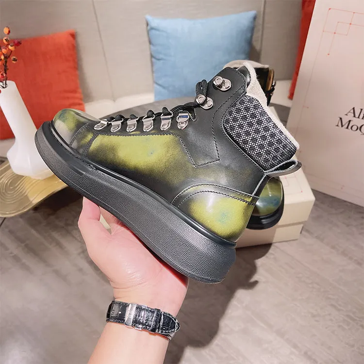 ALEXANDRO GRAHAM MACQUEEN GRAFFITI CHUNKY SOLE HIGH TOP SNEAKER BOOTS