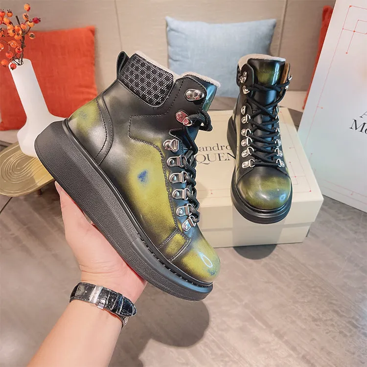 ALEXANDRO GRAHAM MACQUEEN GRAFFITI CHUNKY SOLE HIGH TOP SNEAKER BOOTS
