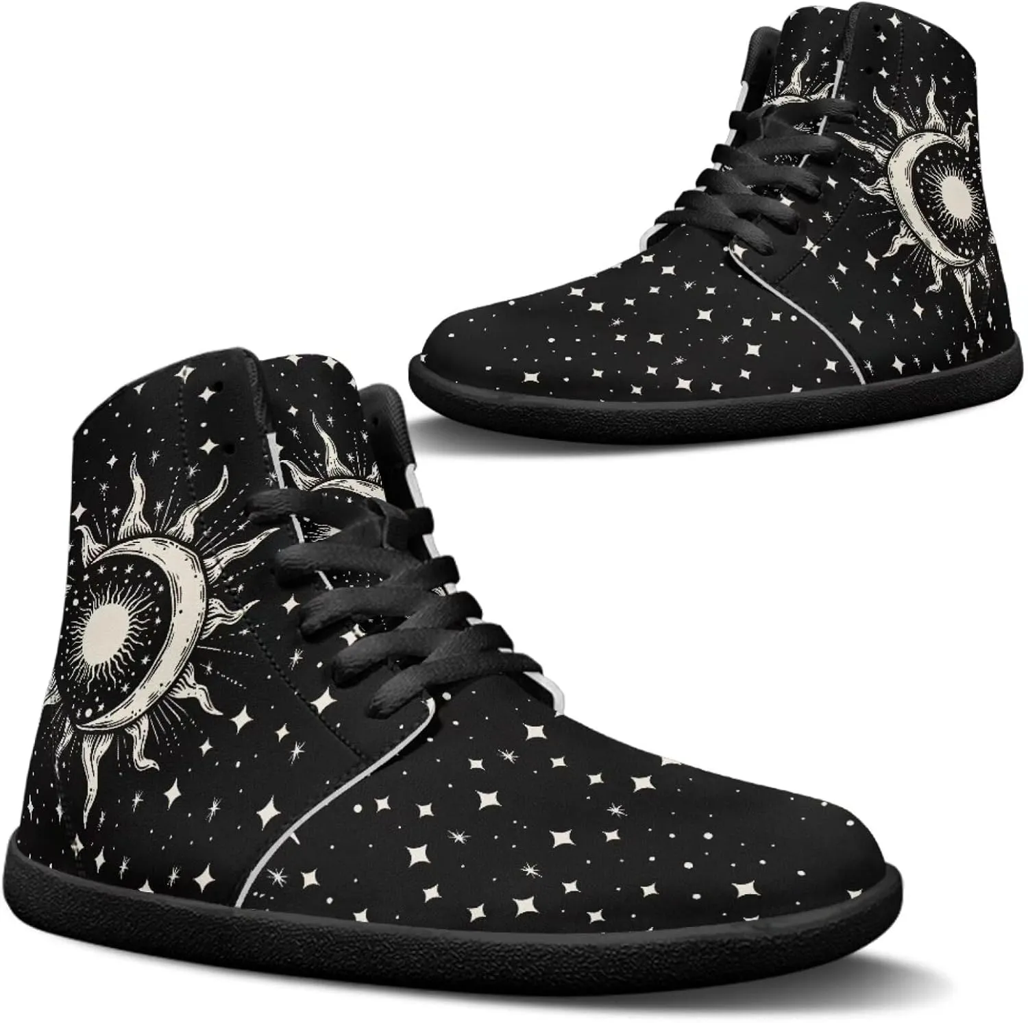 Binienty Unisex Men Women Barefoot Shoes Lace up High Top Minimalist Flat Sneakers Cross-Trainer Footwear