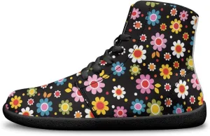 Binienty Wide Width Barefoot Shoes Men Women PU High Top Lace-up Cross-Trainer Sneakers Non Slip Flats