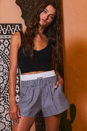 Double Elastic Banded Boxer Stripe Shorts