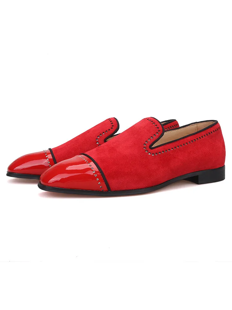 European and American banquet wedding style classic slip-on yuppie shoes cowhide frosted men's loafers rhinestone accessories