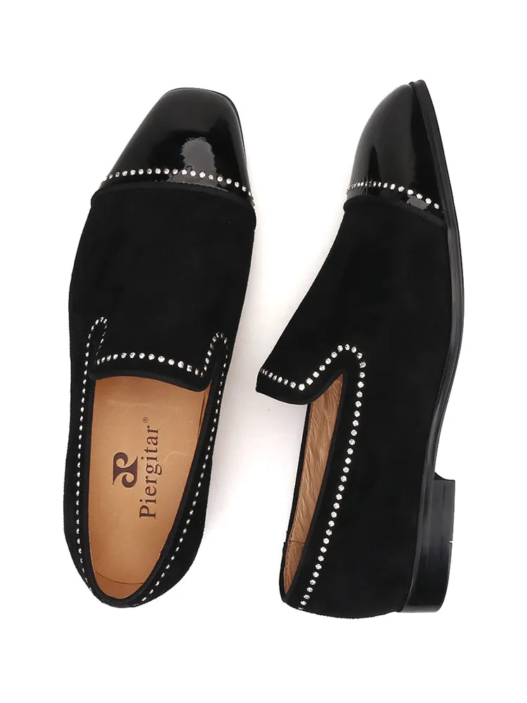 European and American banquet wedding style classic slip-on yuppie shoes cowhide frosted men's loafers rhinestone accessories
