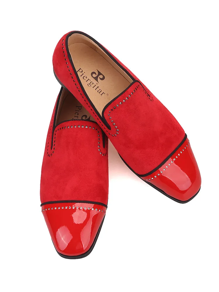 European and American banquet wedding style classic slip-on yuppie shoes cowhide frosted men's loafers rhinestone accessories