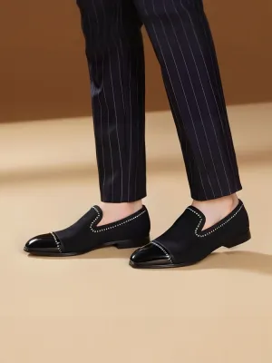 European and American banquet wedding style classic slip-on yuppie shoes cowhide frosted men's loafers rhinestone accessories