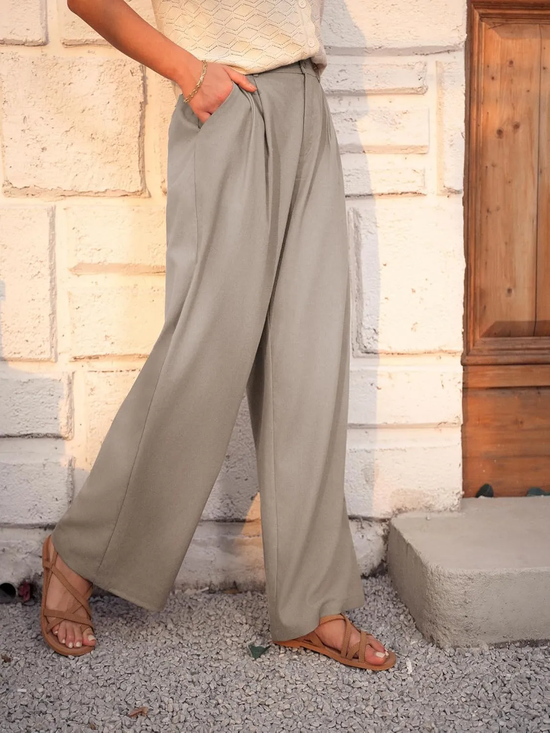 GRACE KARIN Women's Wide Leg Pants Business Casual Straight Long Trousers Palazzo Flowy Pants