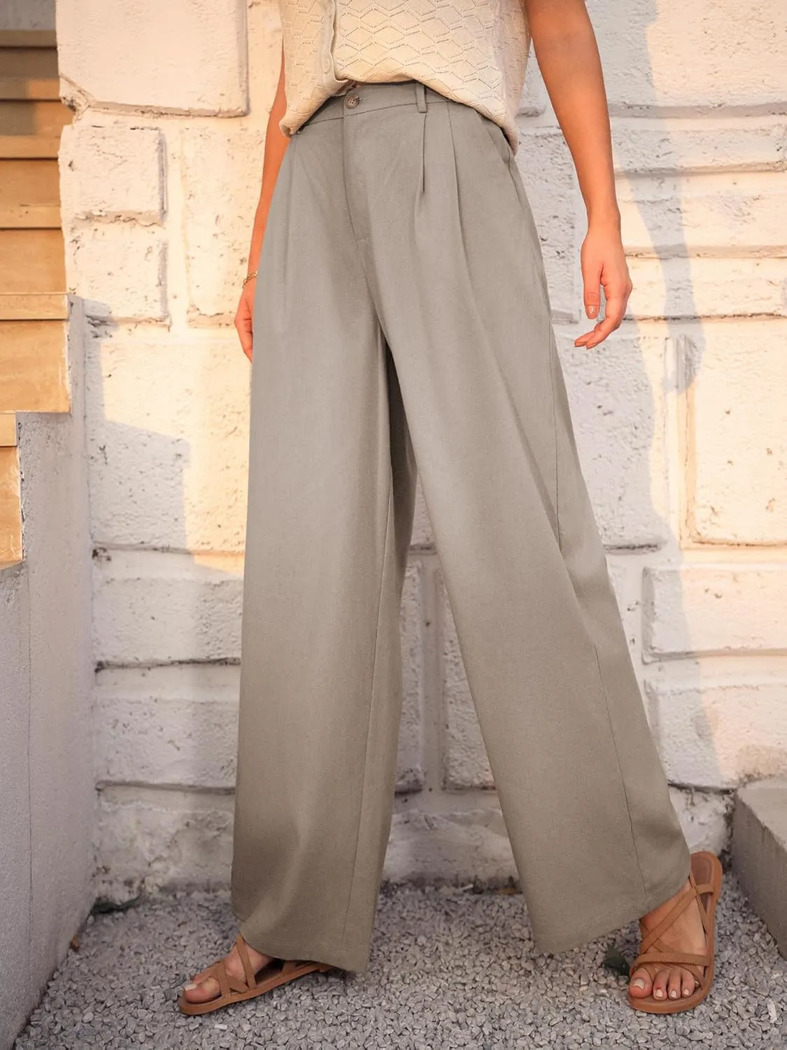 GRACE KARIN Women's Wide Leg Pants Business Casual Straight Long Trousers Palazzo Flowy Pants