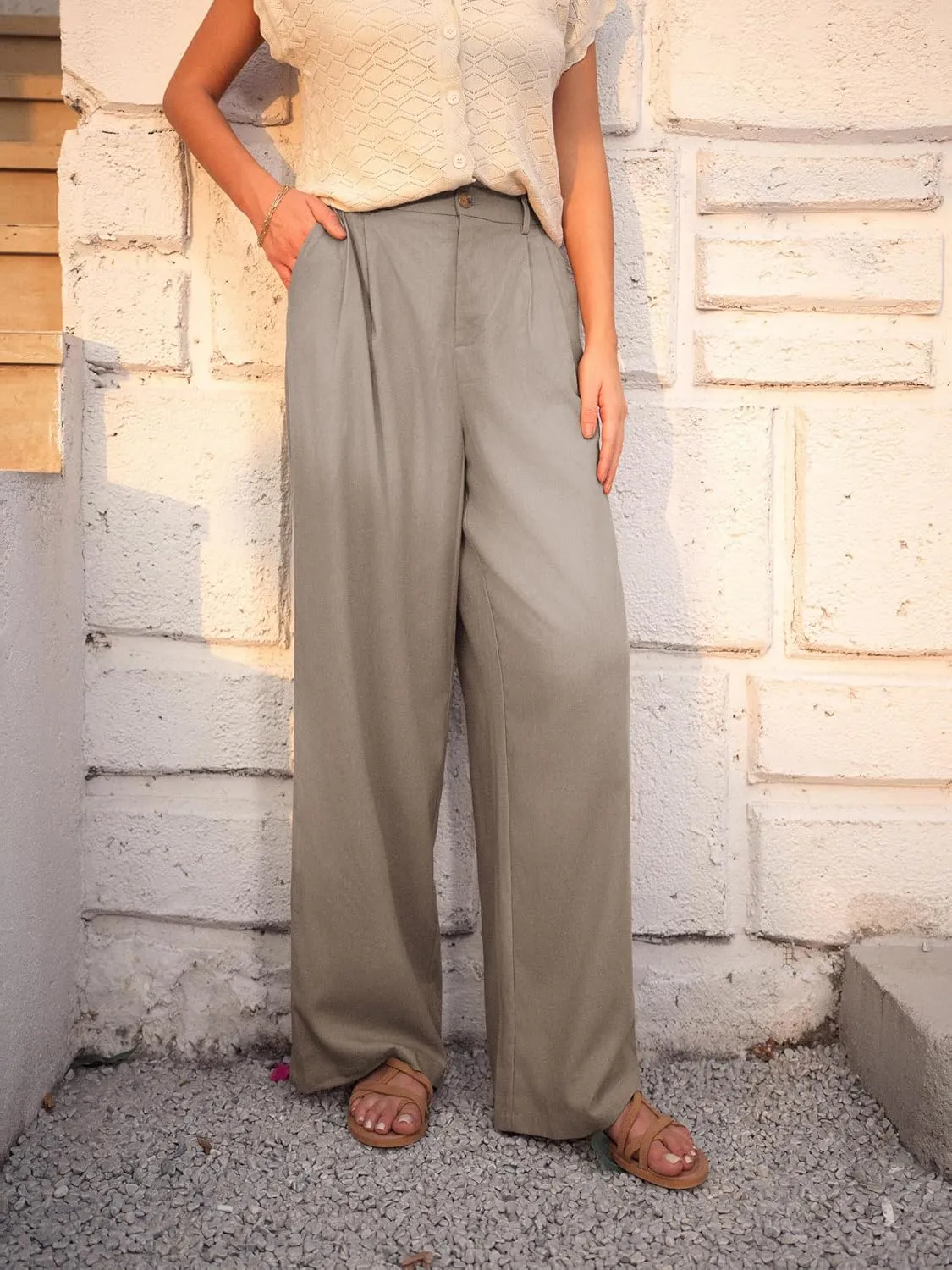 GRACE KARIN Women's Wide Leg Pants Business Casual Straight Long Trousers Palazzo Flowy Pants