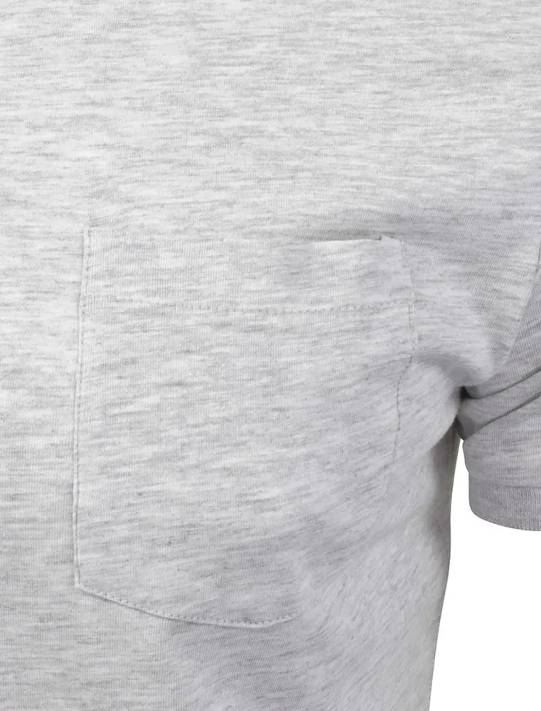 JuliusG Jersey Polo Shirt With Chest Pocket in White Grey Marl