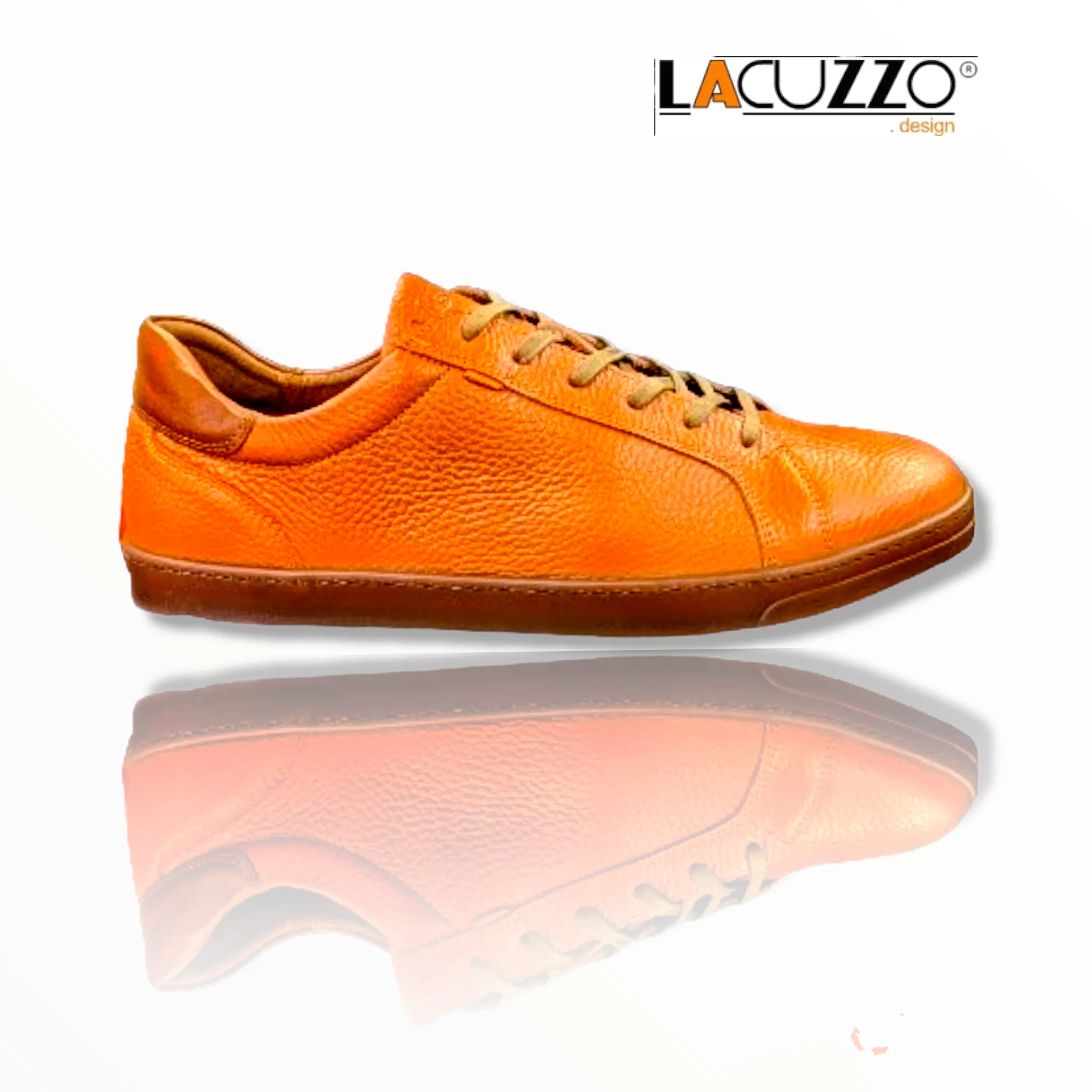 Lacuzzo Luxury Italian Leather Trainers Orange