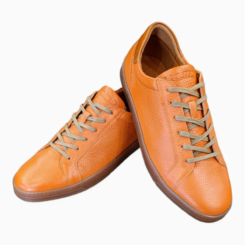Lacuzzo Luxury Italian Leather Trainers Orange