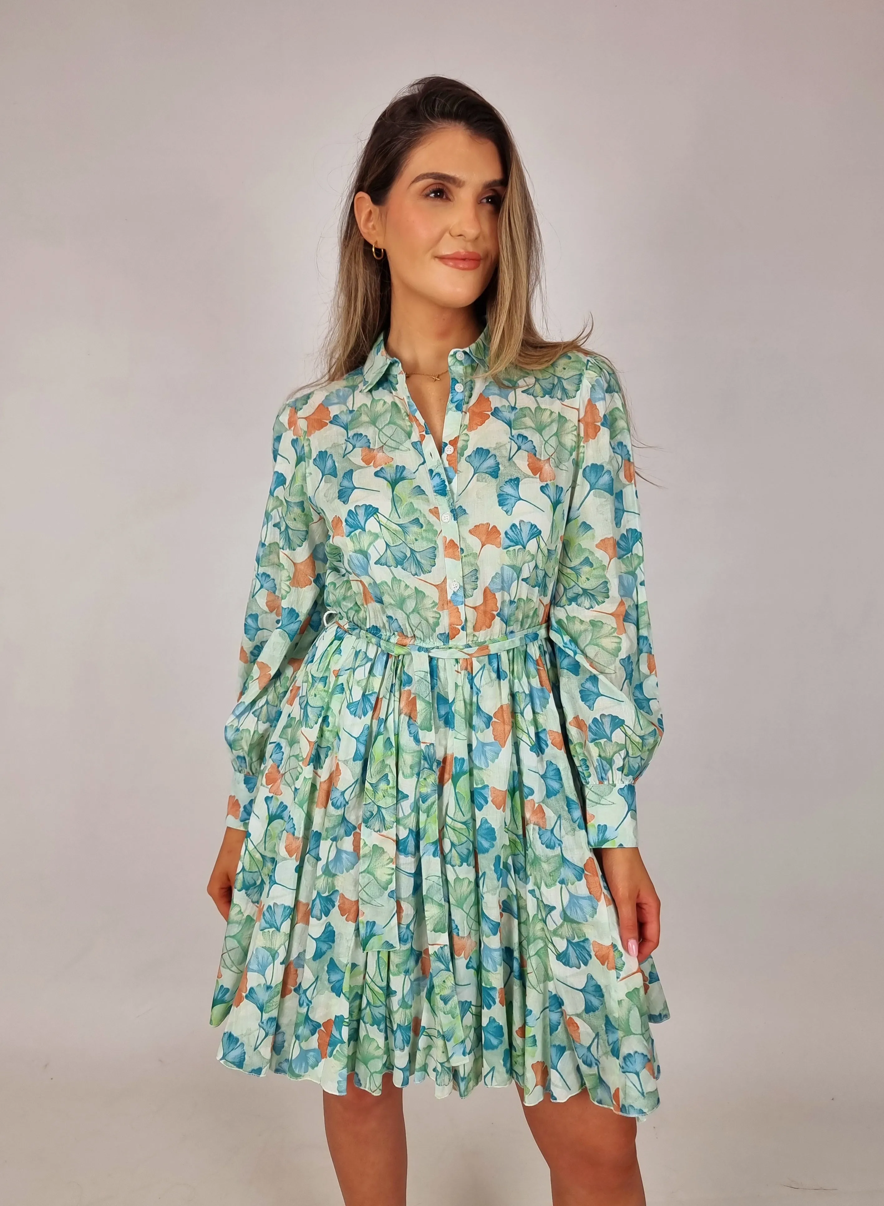 Md'M Multi Coloured Shirt Style Belted Dress