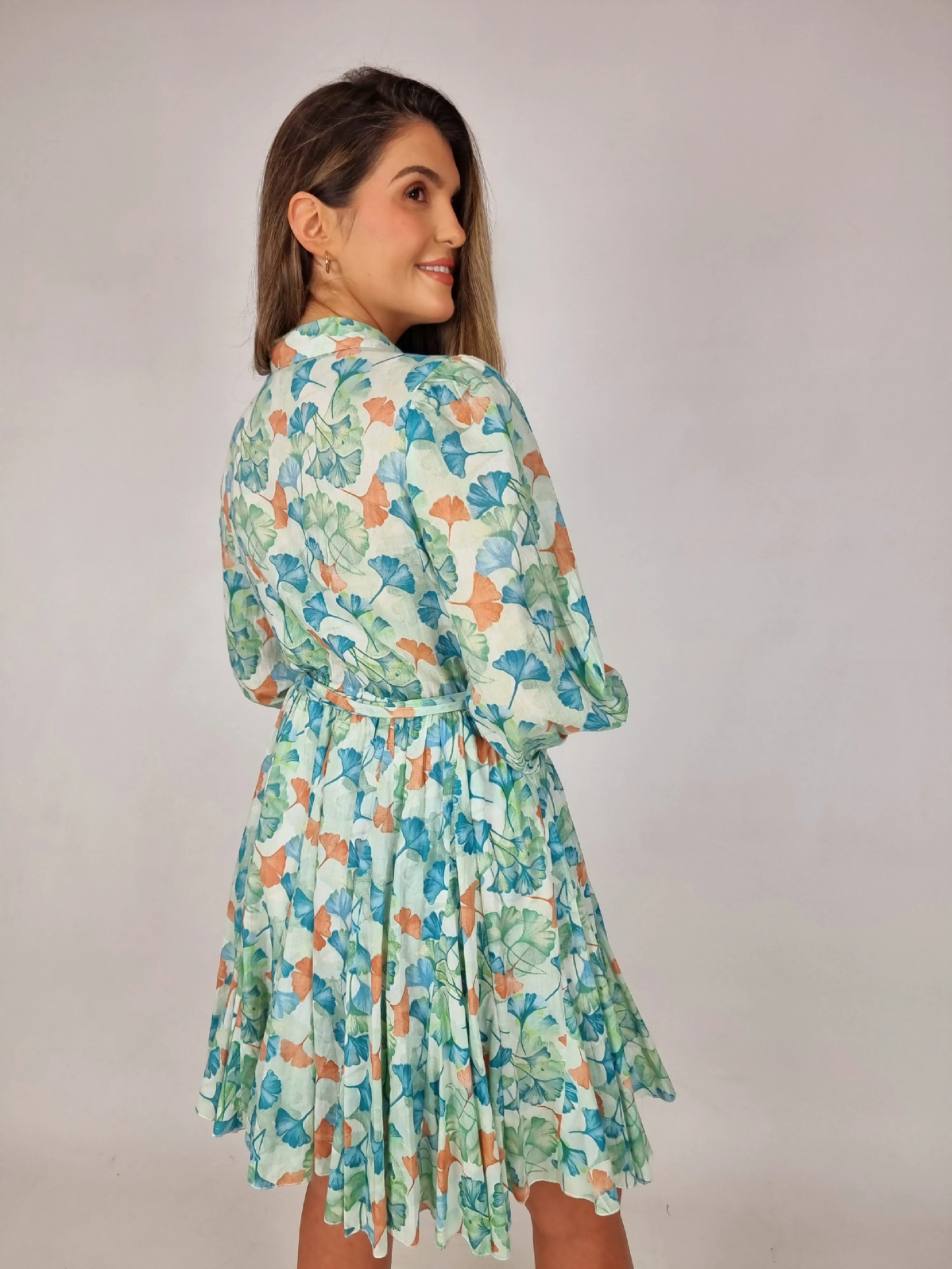 Md'M Multi Coloured Shirt Style Belted Dress