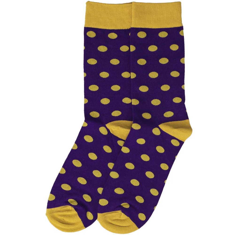 Men's Dark Purple and Gold Polka Dot Socks