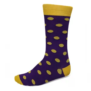 Men's Dark Purple and Gold Polka Dot Socks