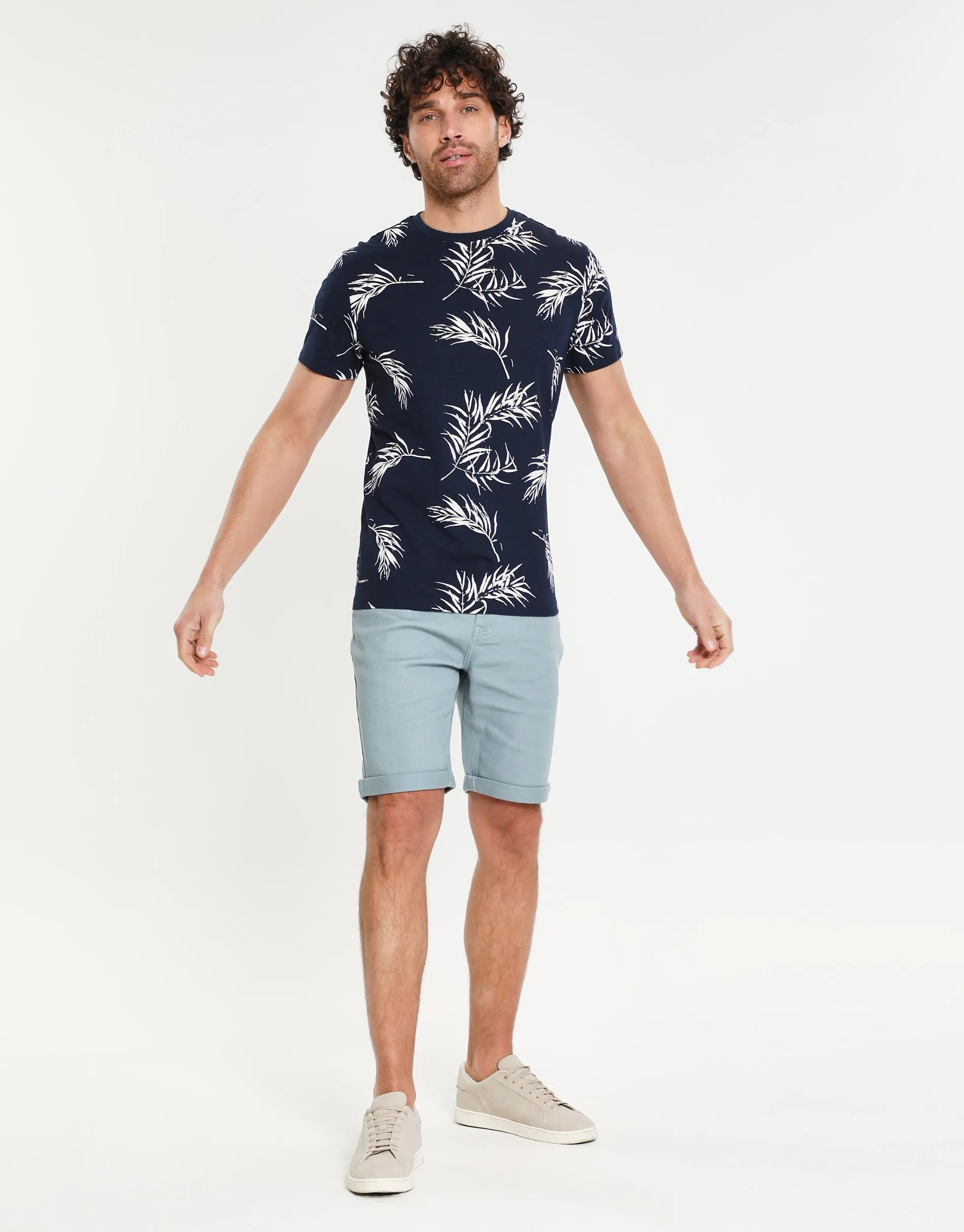 Men's Duck Egg Blue Stretch Cotton Twill Chino Shorts