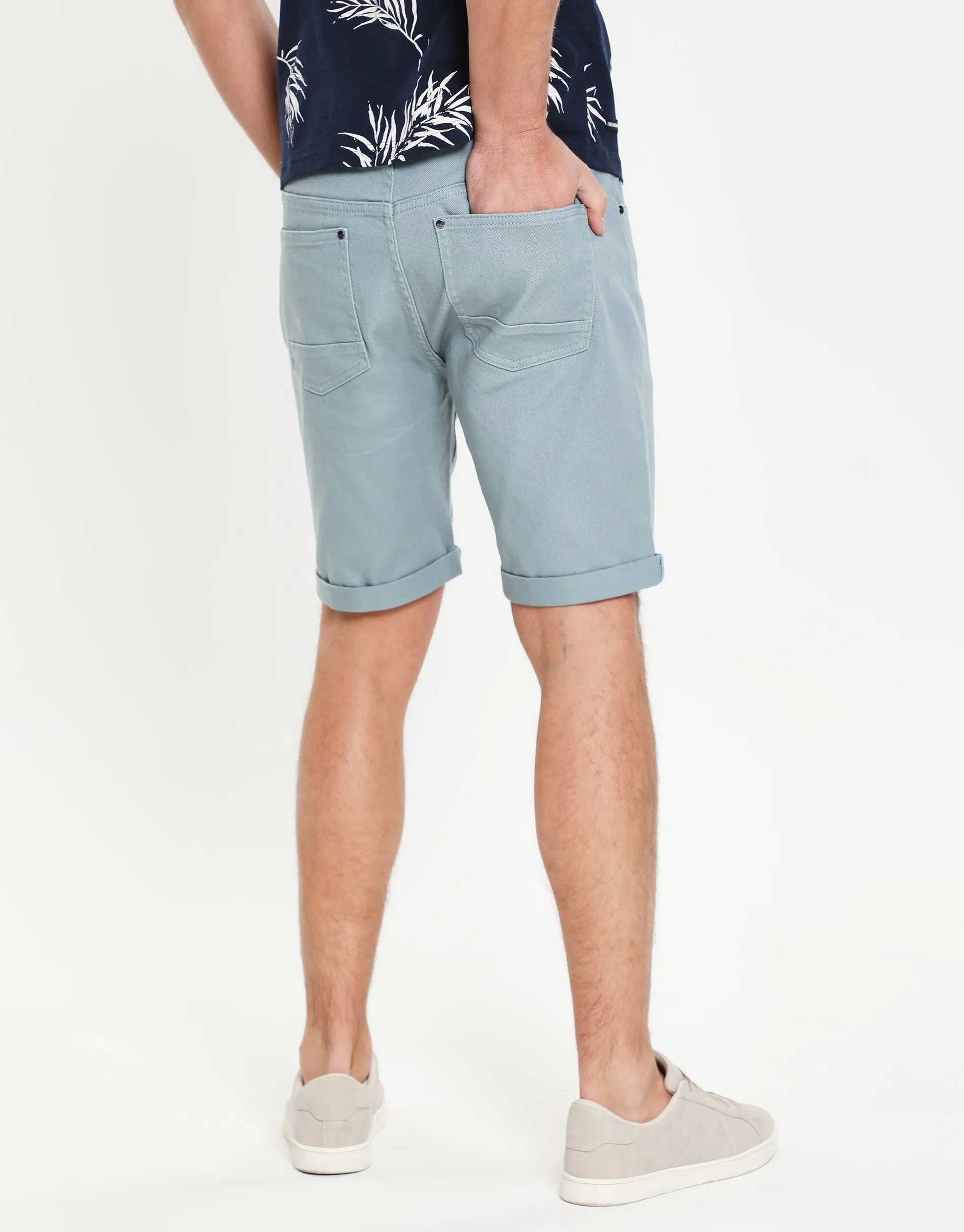 Men's Duck Egg Blue Stretch Cotton Twill Chino Shorts