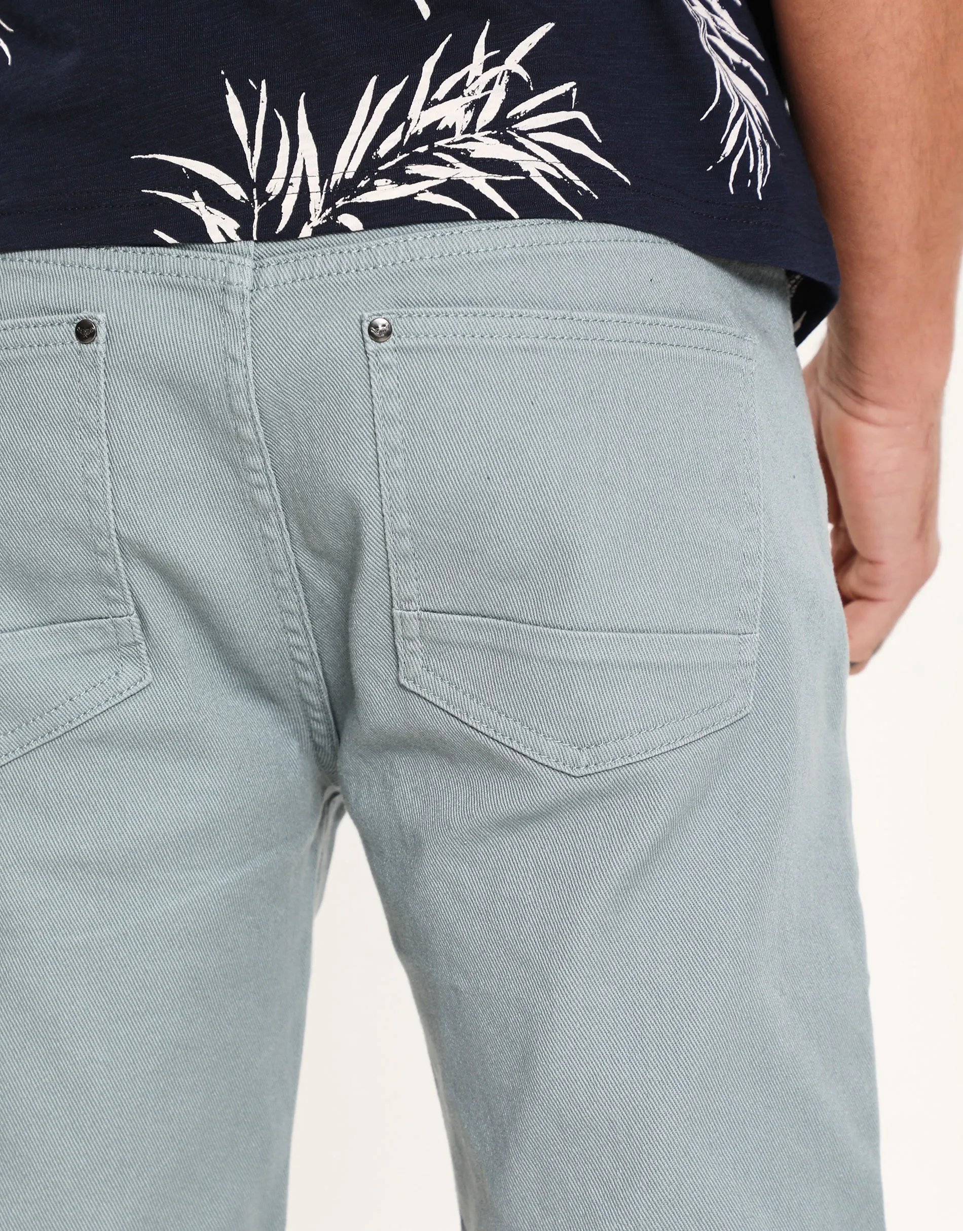 Men's Duck Egg Blue Stretch Cotton Twill Chino Shorts