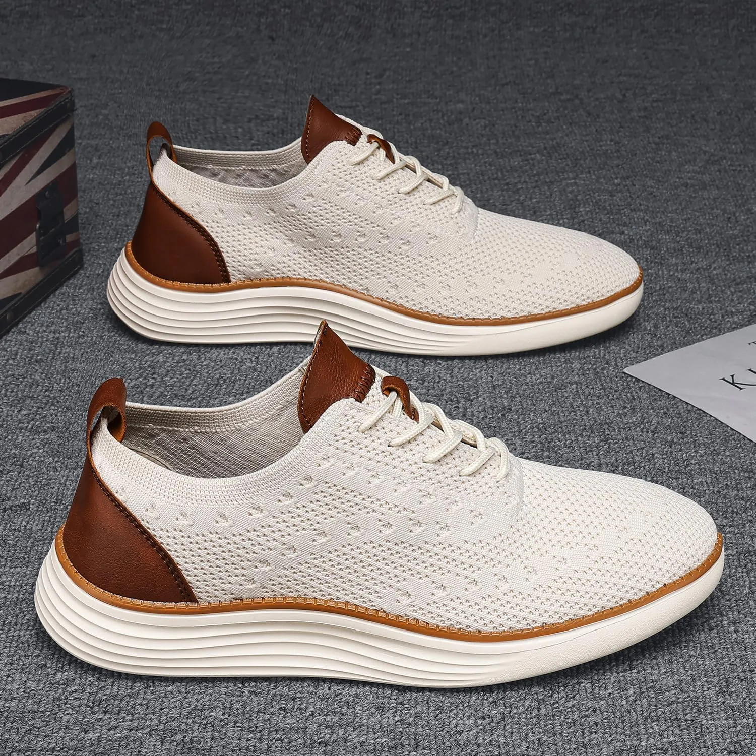 Men's Mesh Oxfords Sneakers Handmade Comfortable Casual Dress Business Slip On Lightweight Walking Shoes for men