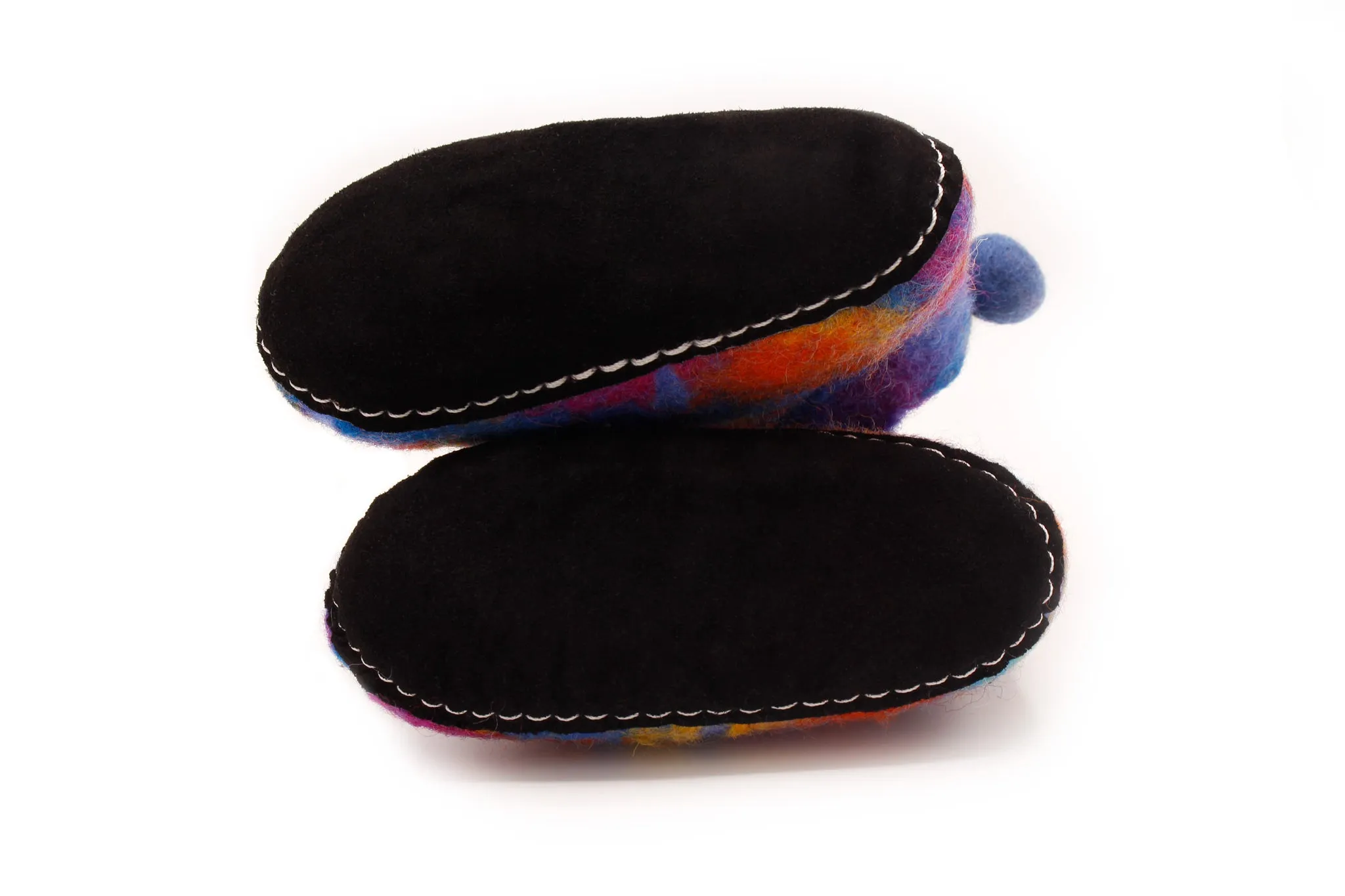 Neon Splashy Hand Felted Wool Blue Baby Booties