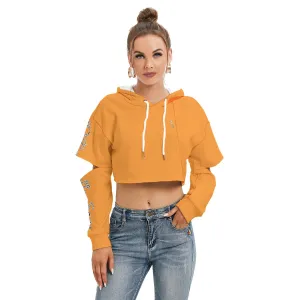 Officially Sexy Halloween Collection Black and Orange Bats Women's Orange Heavy Fleece Cropped Hoodi