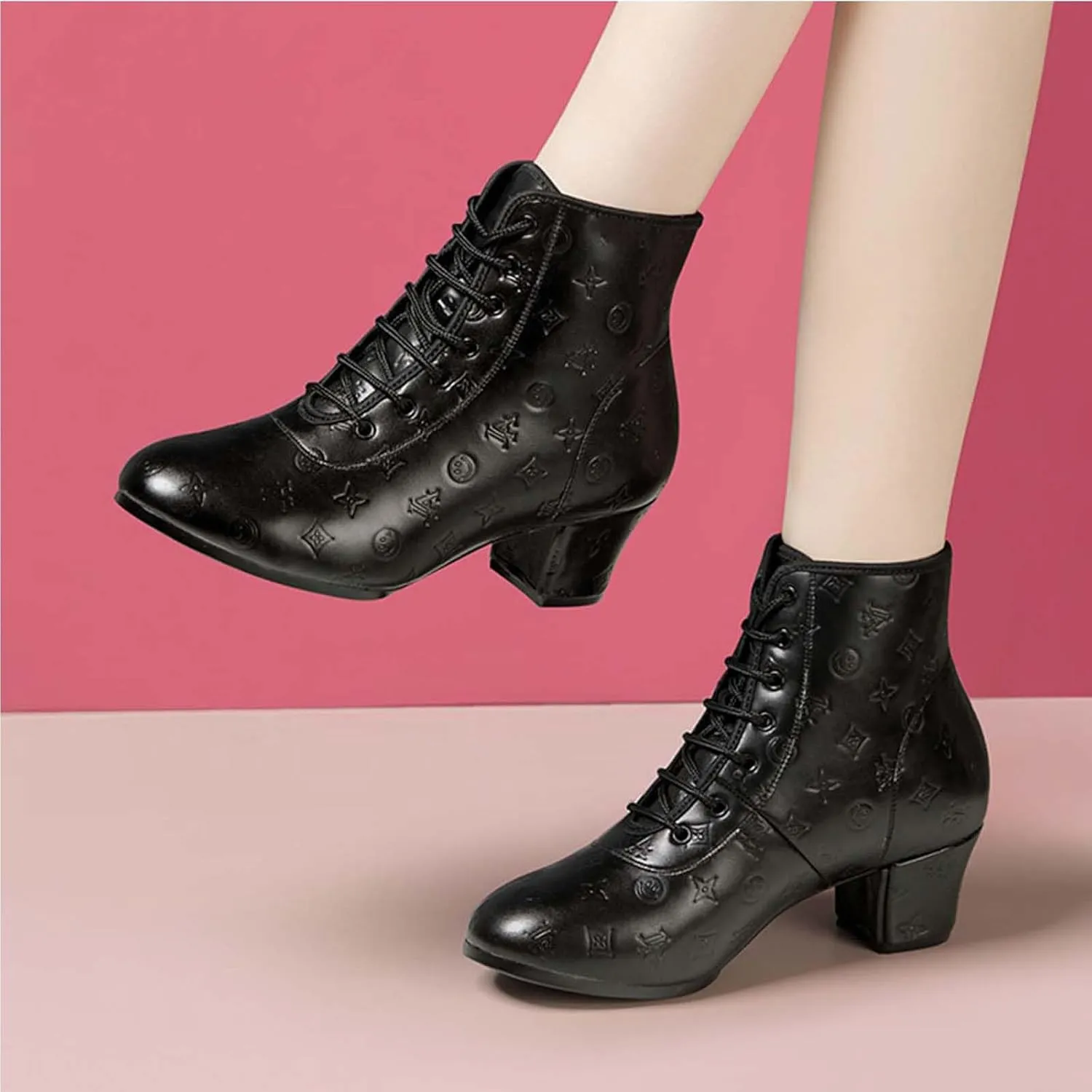 ONAIC Women's Dance Ankle Boots Ballroom Salsa Dance Shoes Performence Practice Party Dance Shoes