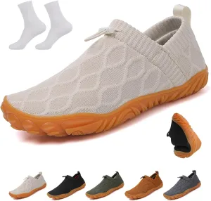 Oobend Slip On Barefoot Shoe,Oobend Recovery Slip On Shoes for Men,Breathable Lightweight Non-Slip Running Sneakers(White,US 10)