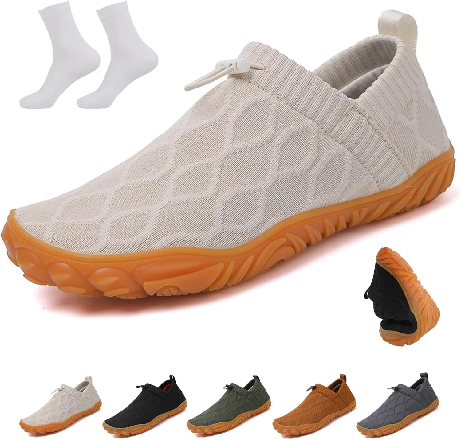 Oobend Slip On Barefoot Shoe,Oobend Recovery Slip On Shoes for Men,Breathable Lightweight Non-Slip Running Sneakers(White,US 10)