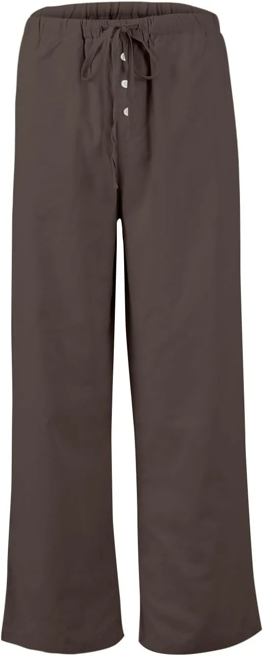 Palazzo Pants for Women Dressy Linen High Waisted Summer Loose Pants Drawstring Button Down Pocket Solid Baggy Trouser