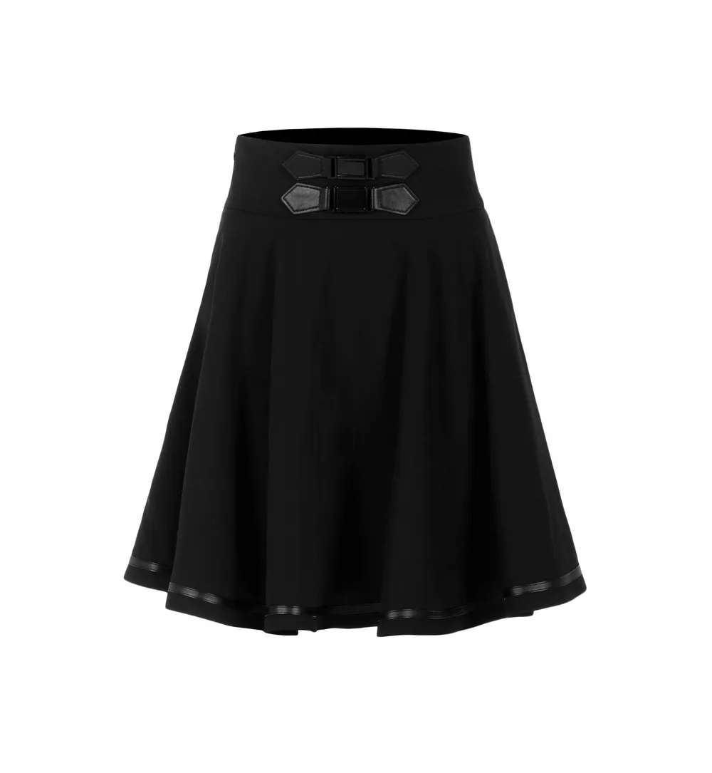 Punk Rave Black High-Waisted Skirt with Buckle