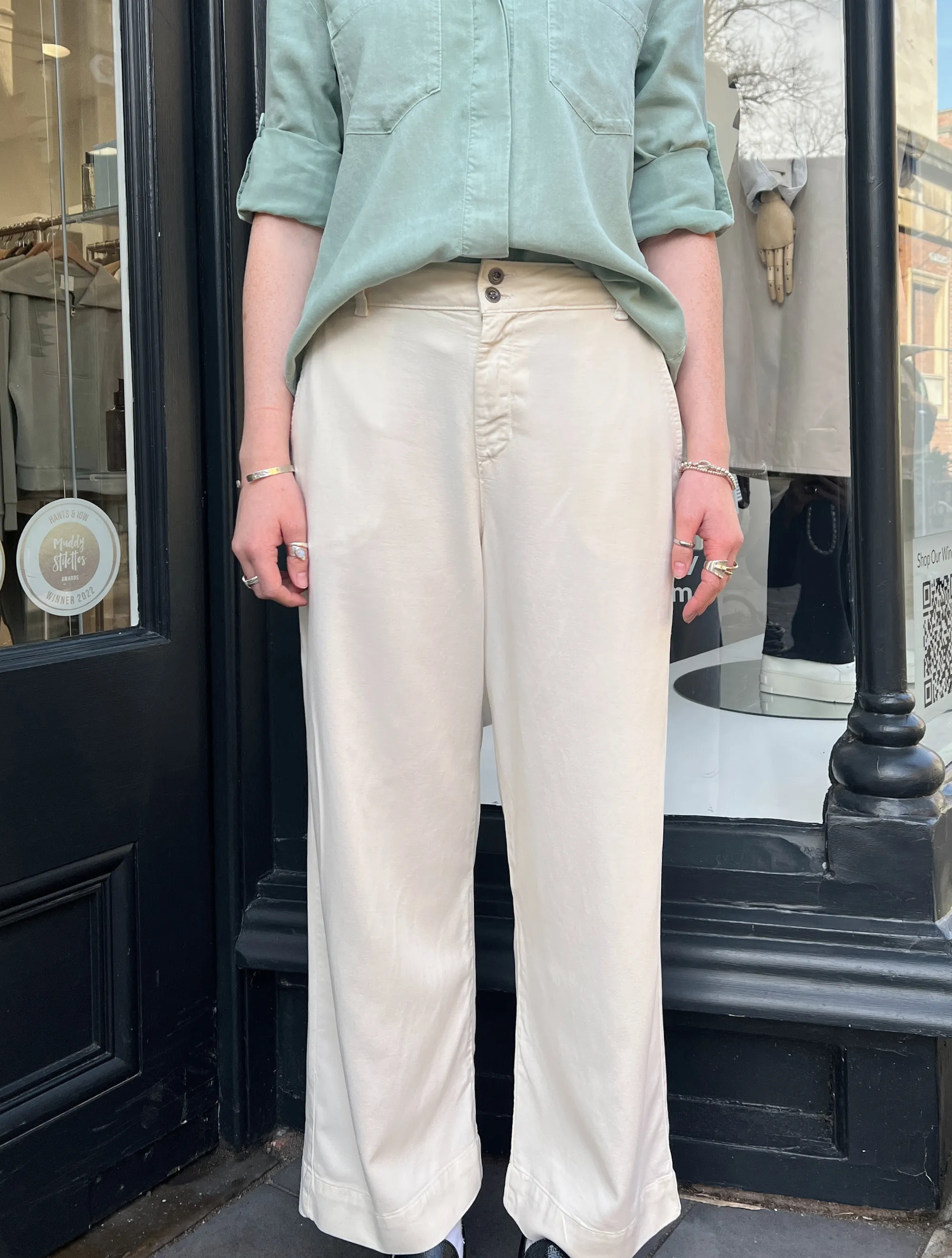 Saige Wide Leg Crop Ecru