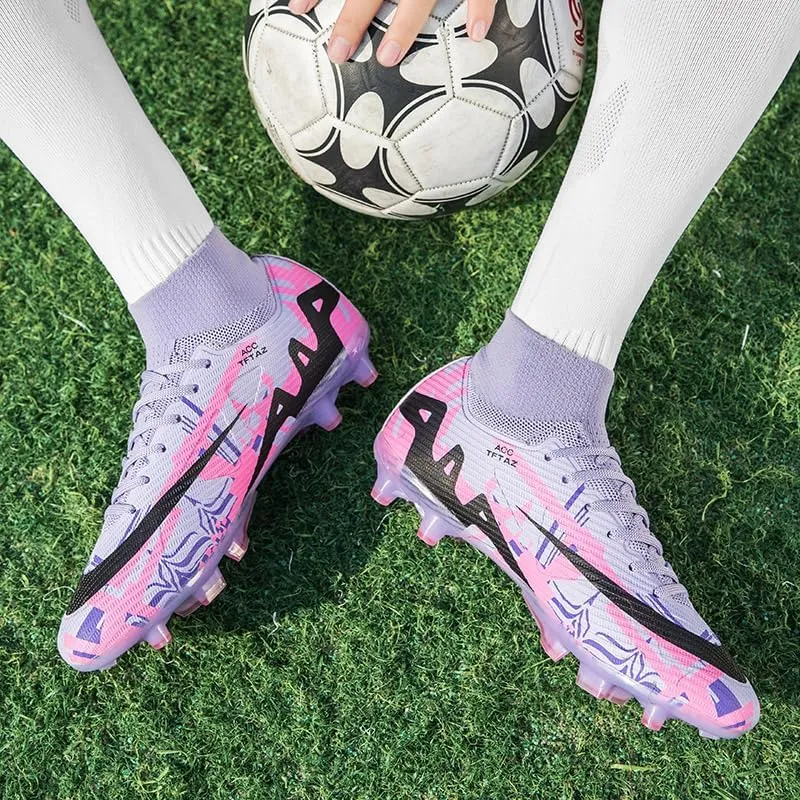Soccer Cleats Mens Football Cleats Professional Soccer Shoes High-Tops Non-Slip Spikes for Big Boys Wide Training Sneaker Outdoor Indoor for AG/FG/TF Football Boots
