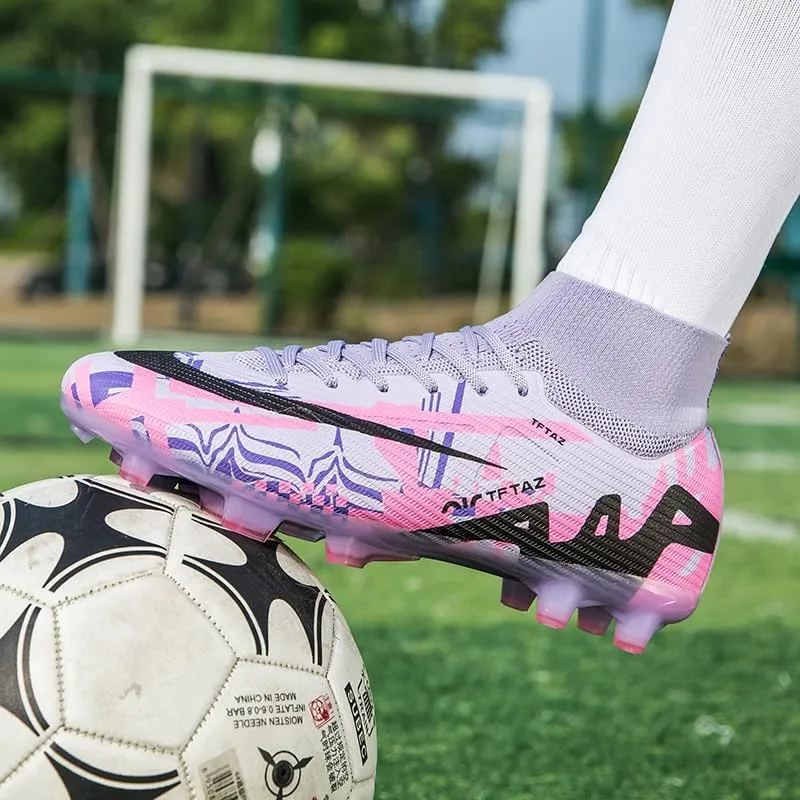 Soccer Cleats Mens Football Cleats Professional Soccer Shoes High-Tops Non-Slip Spikes for Big Boys Wide Training Sneaker Outdoor Indoor for AG/FG/TF Football Boots