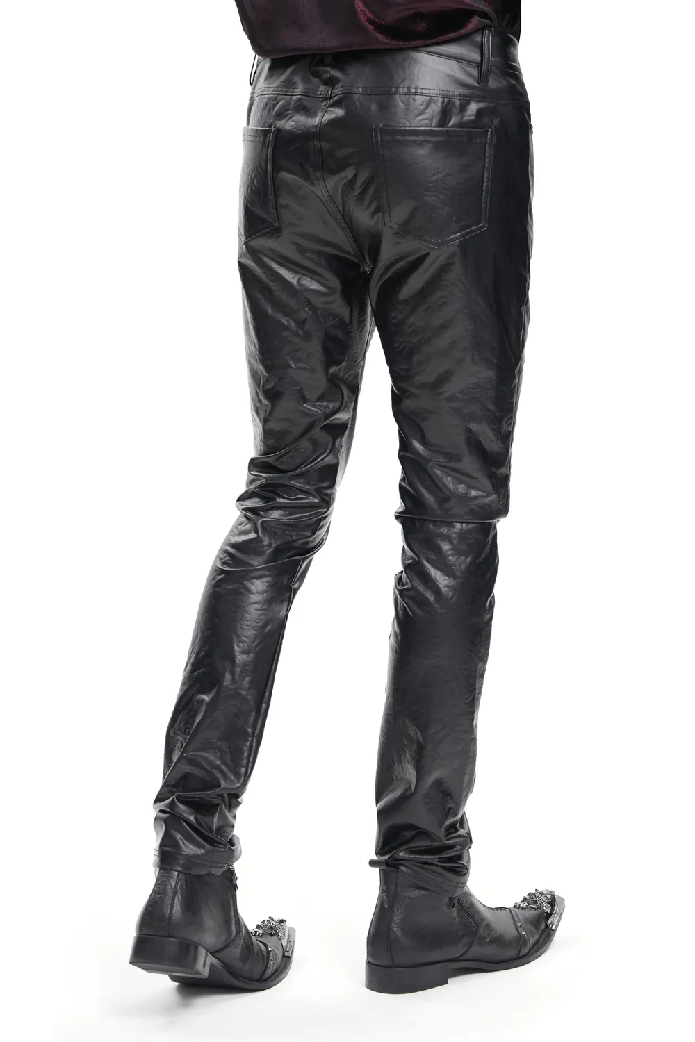 Stylish Black Slim Fit Stretch Leather Trousers for Men