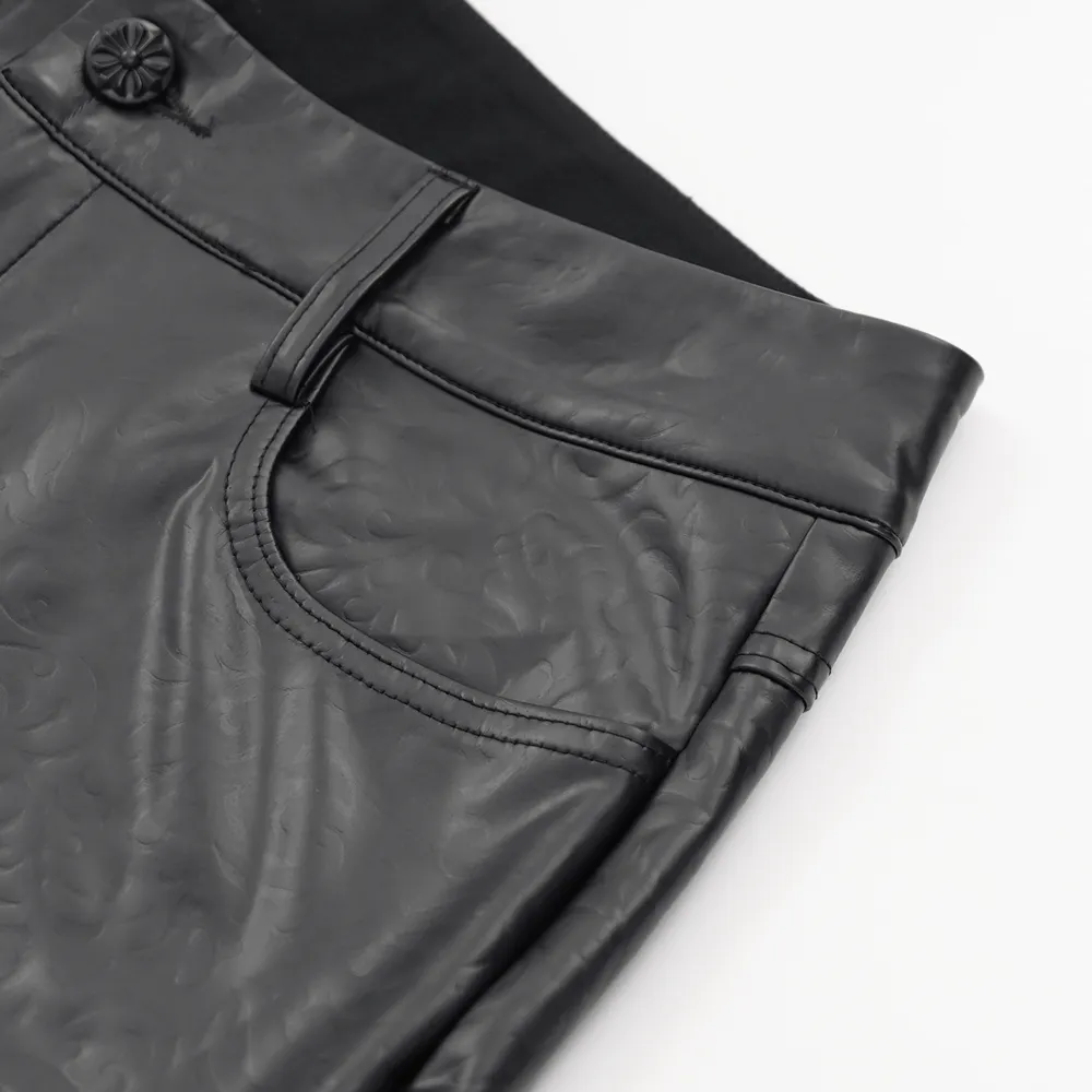 Stylish Black Slim Fit Stretch Leather Trousers for Men