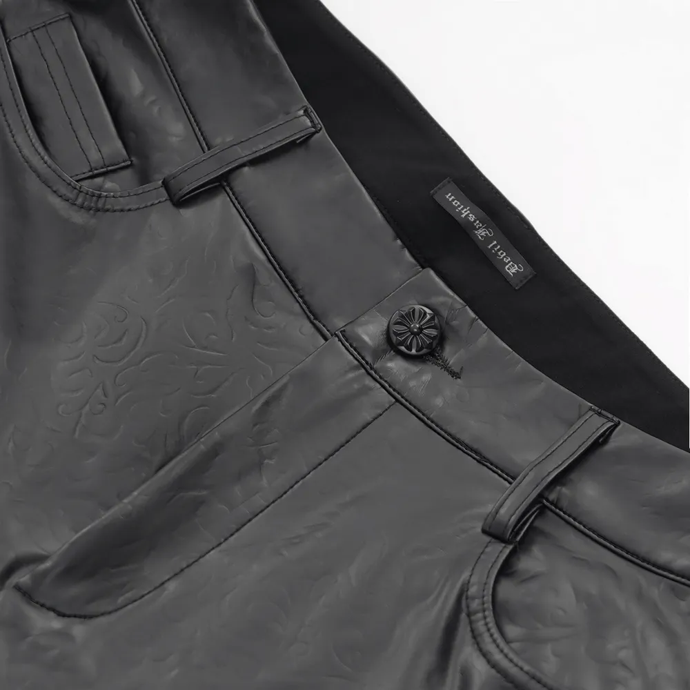 Stylish Black Slim Fit Stretch Leather Trousers for Men