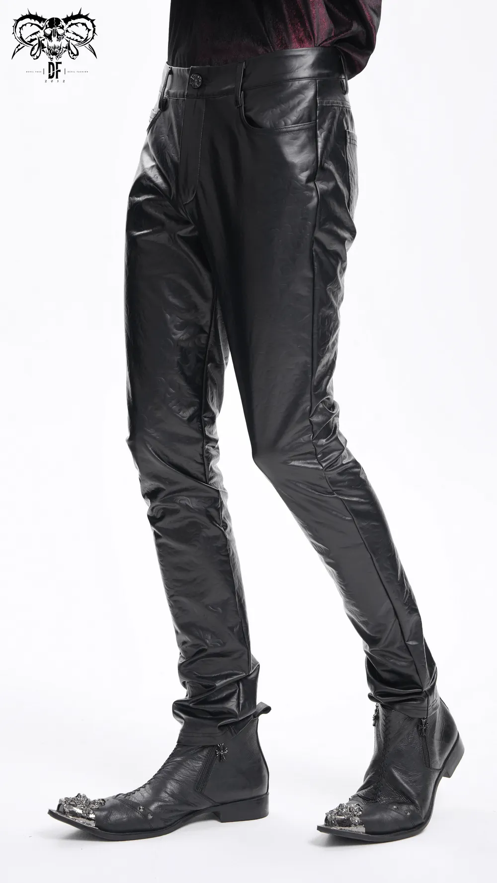 Stylish Black Slim Fit Stretch Leather Trousers for Men