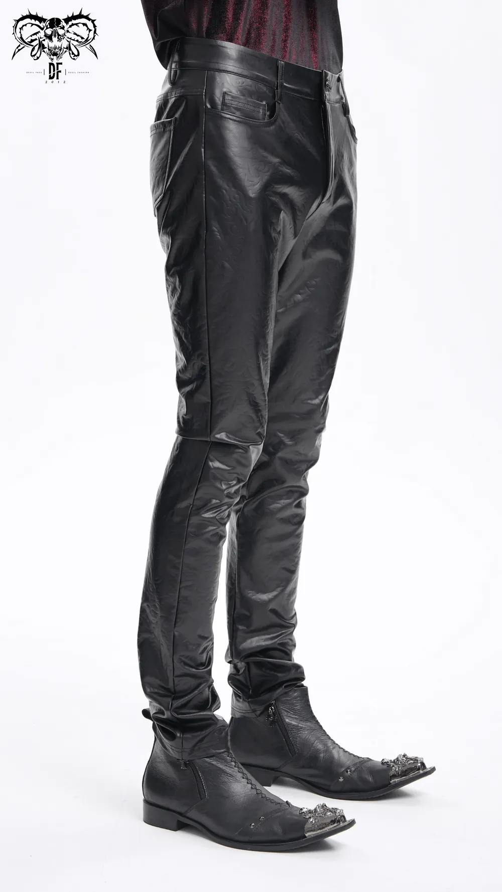 Stylish Black Slim Fit Stretch Leather Trousers for Men