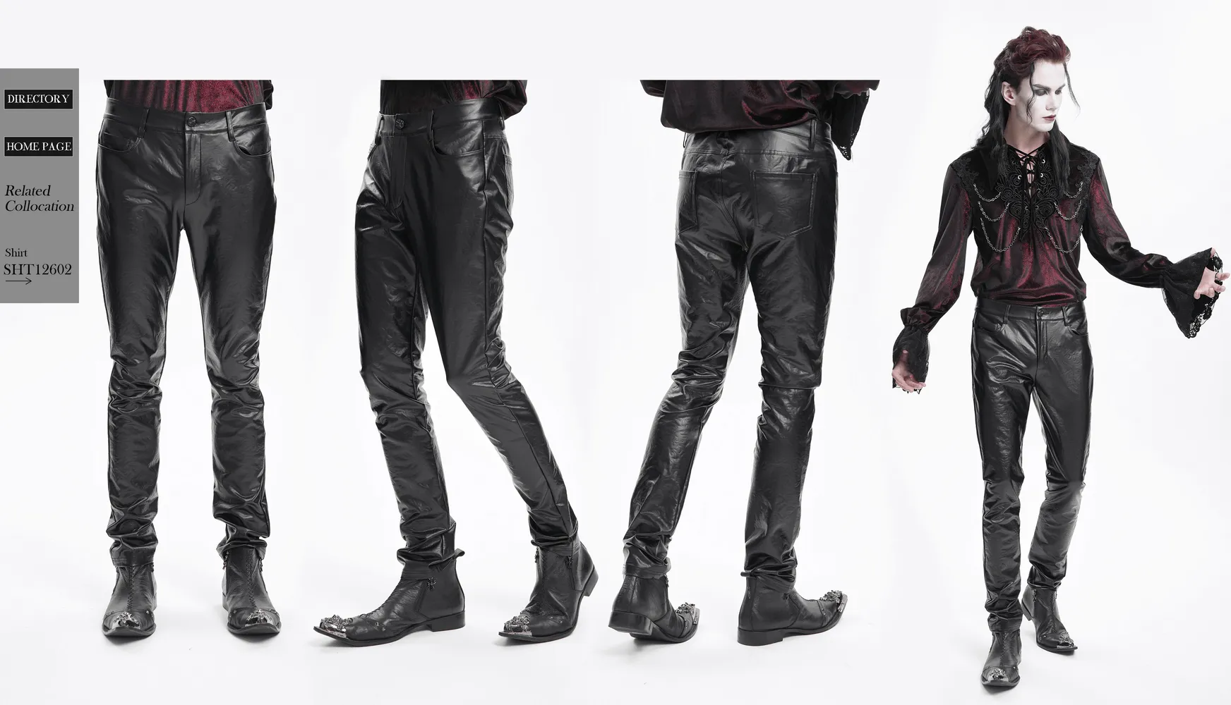 Stylish Black Slim Fit Stretch Leather Trousers for Men