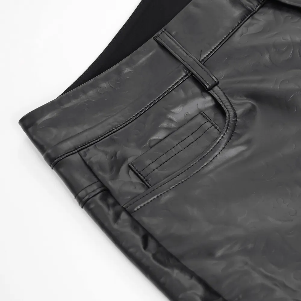Stylish Black Slim Fit Stretch Leather Trousers for Men