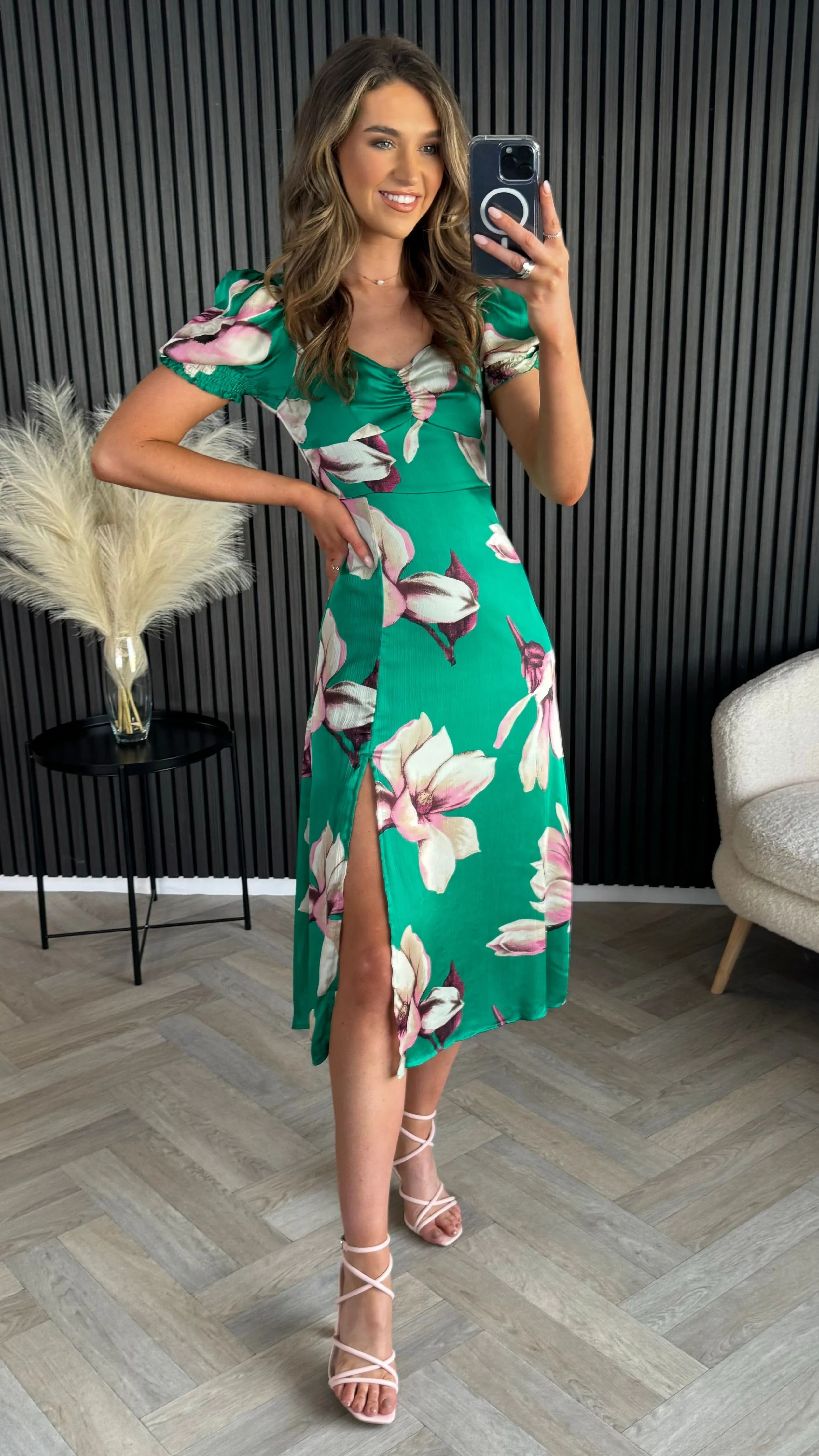 Taylor Green Abstract Sweetheart Midi Dress