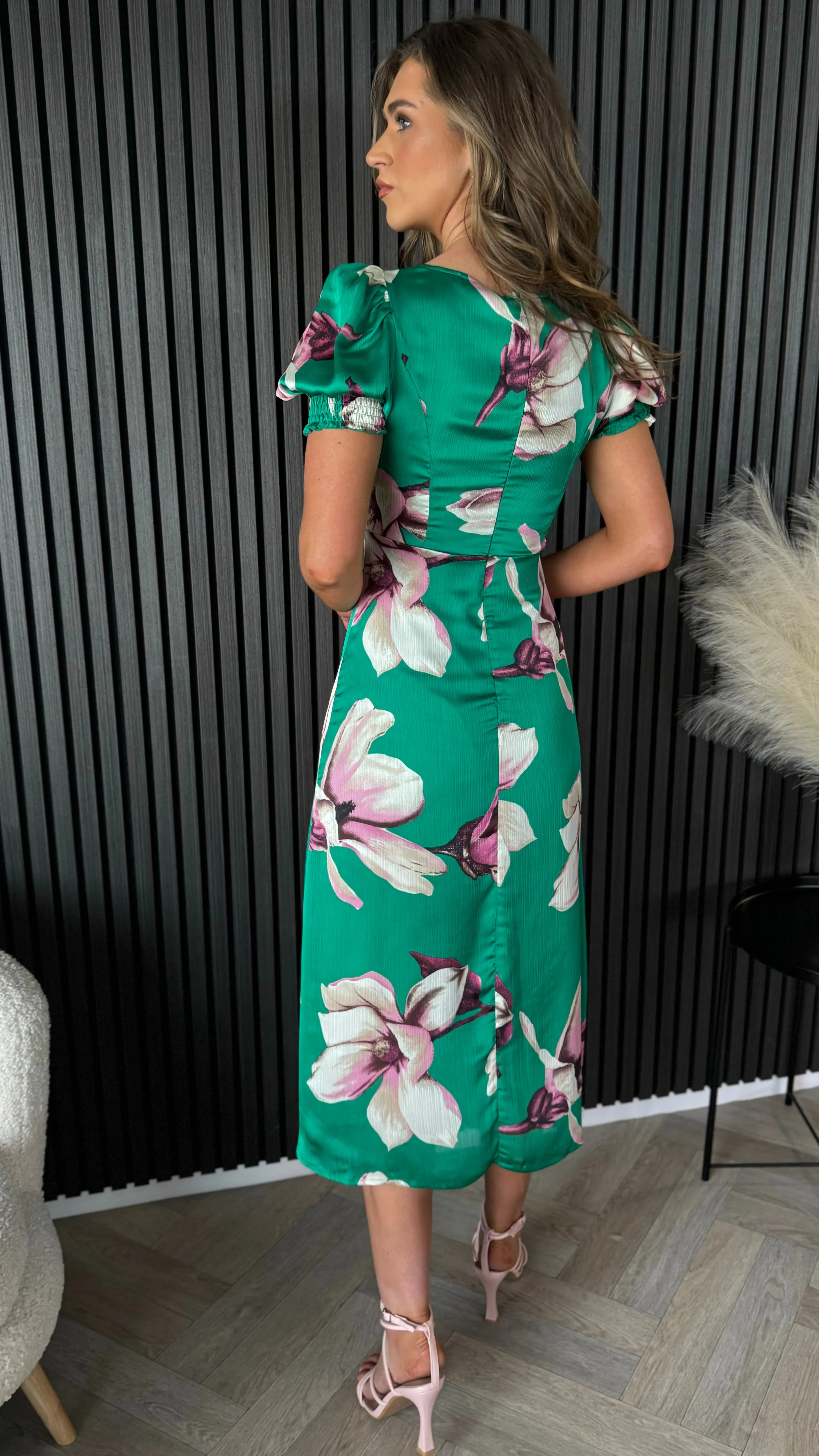 Taylor Green Abstract Sweetheart Midi Dress