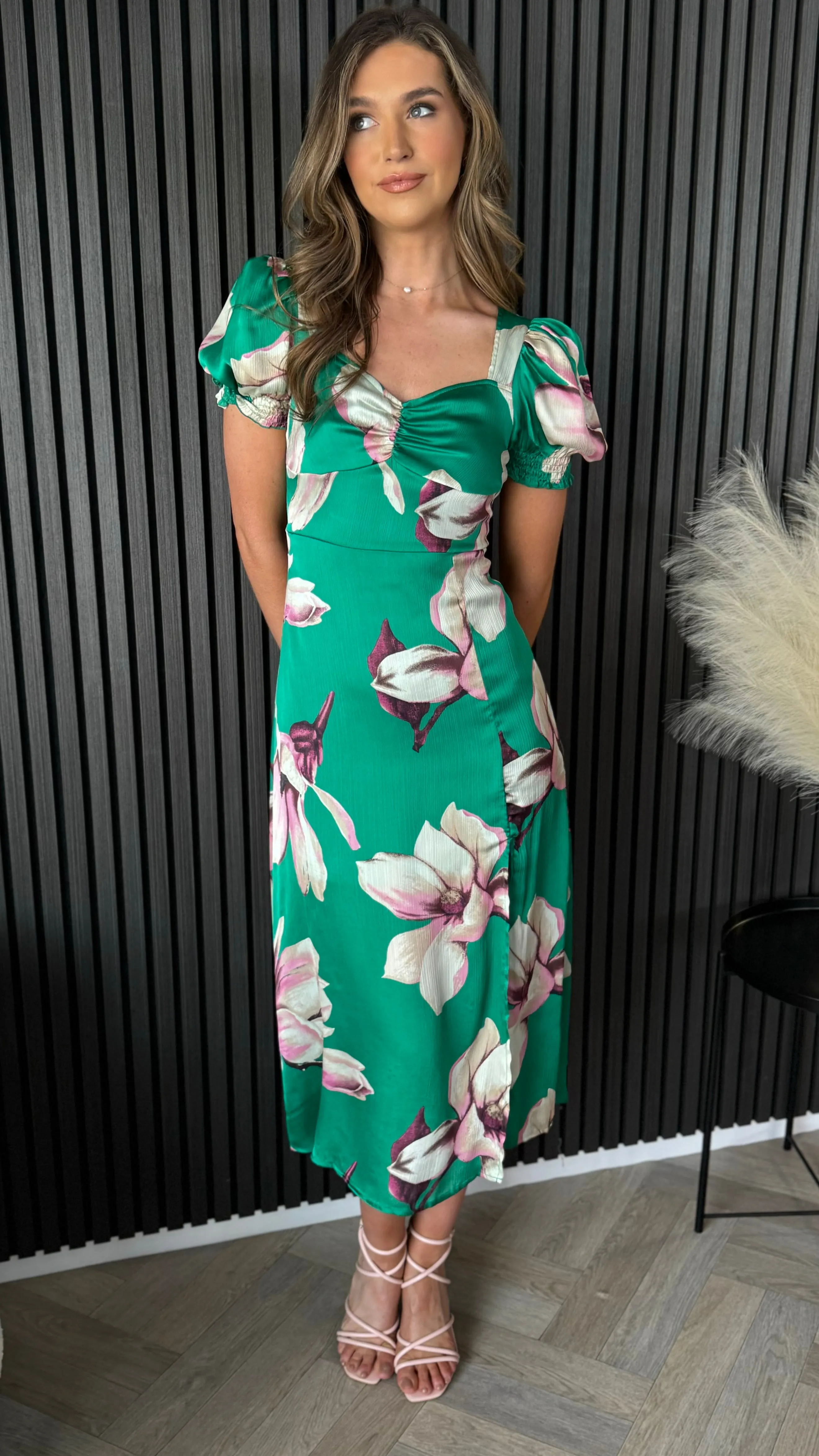 Taylor Green Abstract Sweetheart Midi Dress