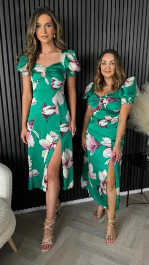 Taylor Green Abstract Sweetheart Midi Dress
