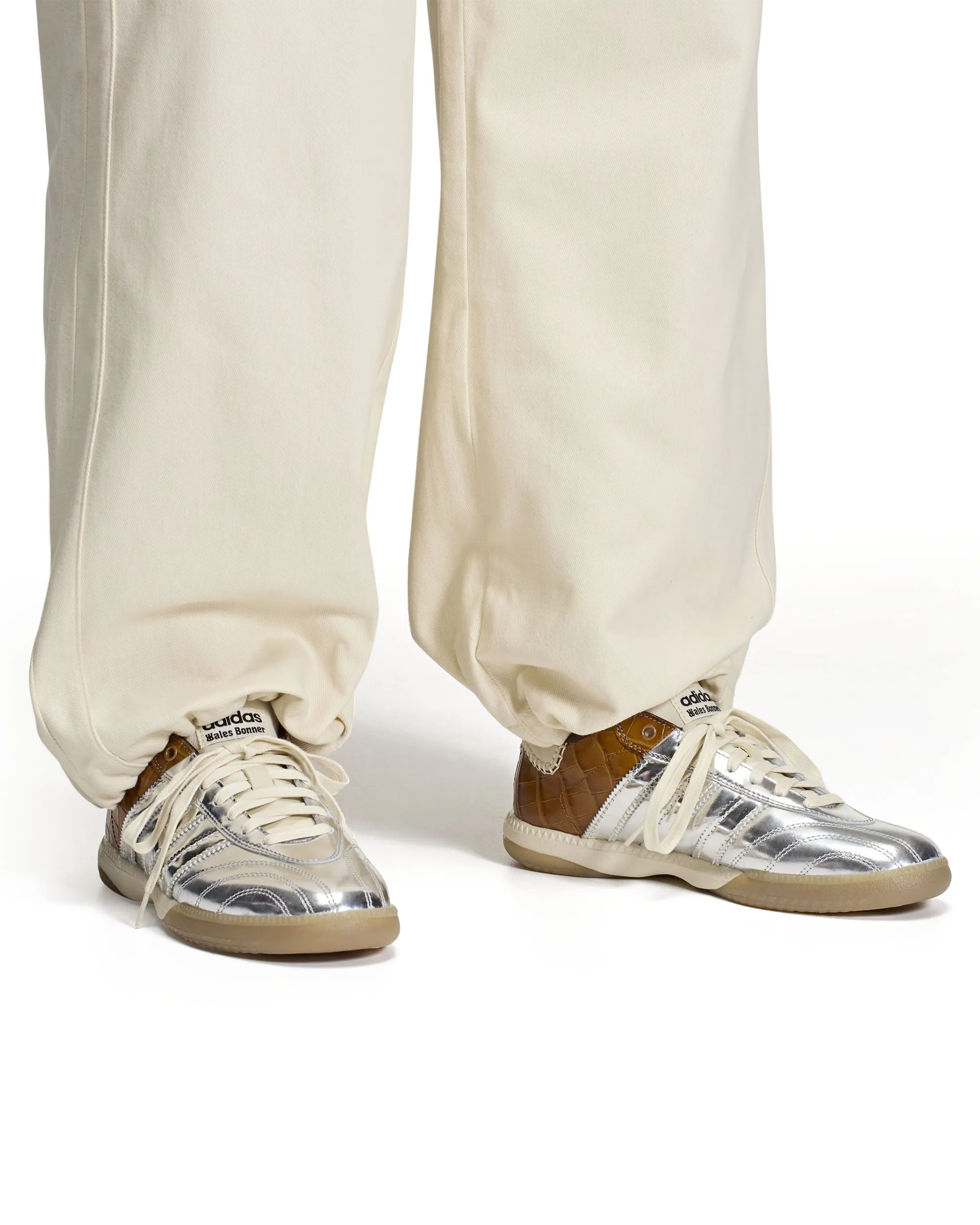Wales Bonner MN Samba - Silver Metallic / Silver Metallic / Easy Yellow