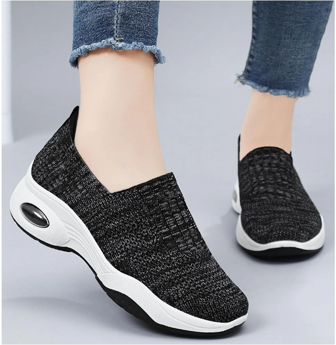 Women Orthopedic Sneakers Slip On Air Cushion Wedge Walking Shoes Arch Support Low Top Shoes Orthopedic Shoes for Women